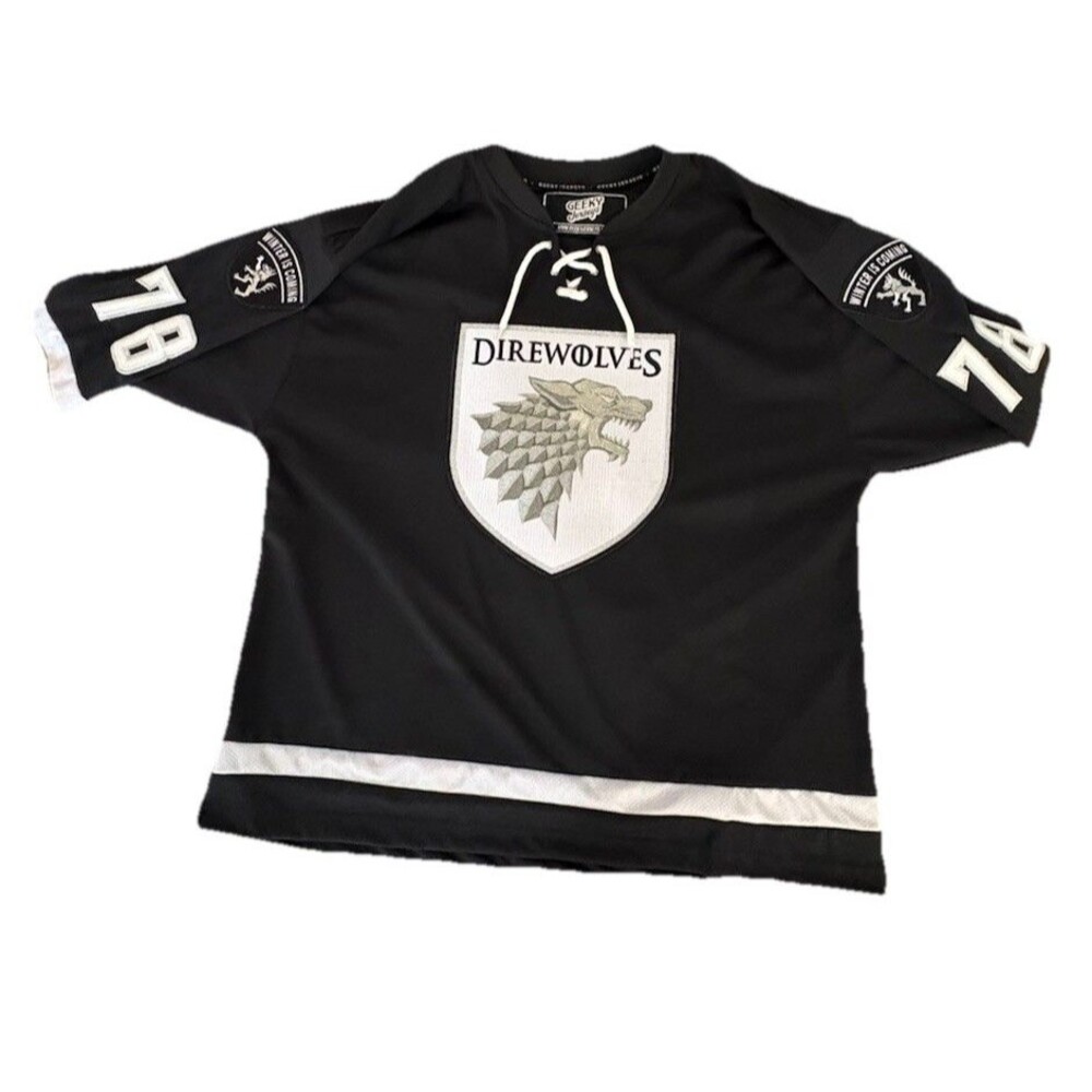 Geeky Jerseys Direwolves Mel 78 Game Of Thrones Hockey Jersey Size L Lg Westeros